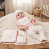 H14902: Baby Girls Bunny 10 Piece Mesh Bag Gift Set (NB- 6 Months)